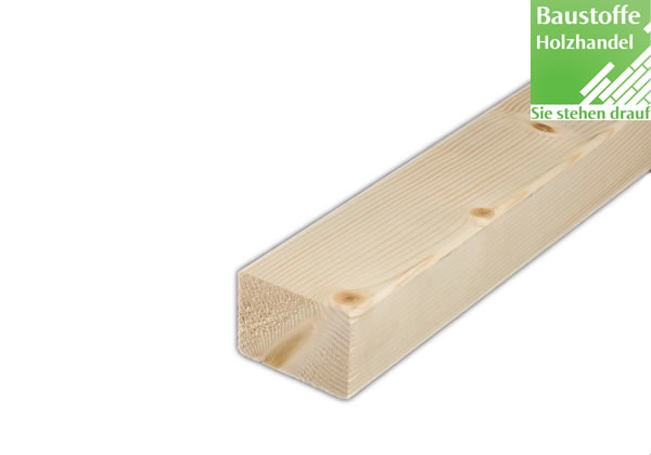 Konstruktionslatten Fichte dreiseitig glatt gehobelt in 4 Querschnitten, 5m