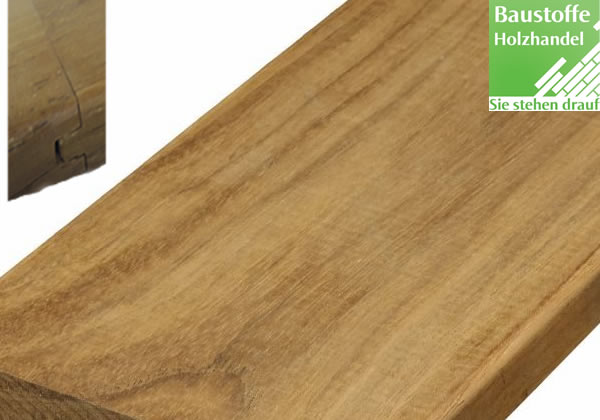 Teak System Terrassendiele 21x120mm glatt oder gerillt, Nut und Feder Kopfseitig