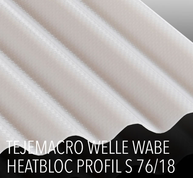 Lichtwellplatte Welle Wabe Weiß-Opal aus Polycarbonat Heatbloc in 9 Längen