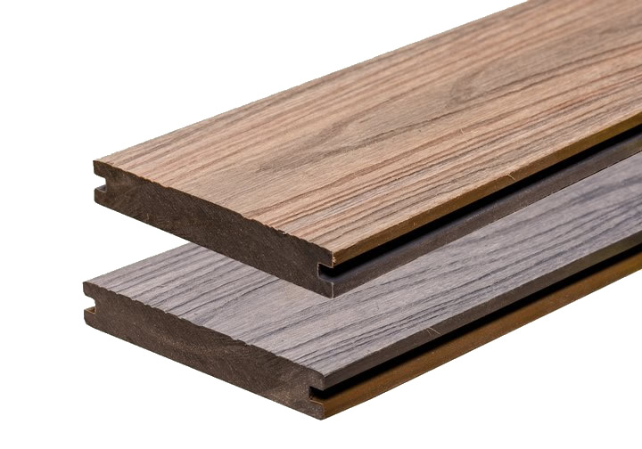 WPC StrongWood Solid db 20 x 143mm in Holz gemasert Grau und Teak