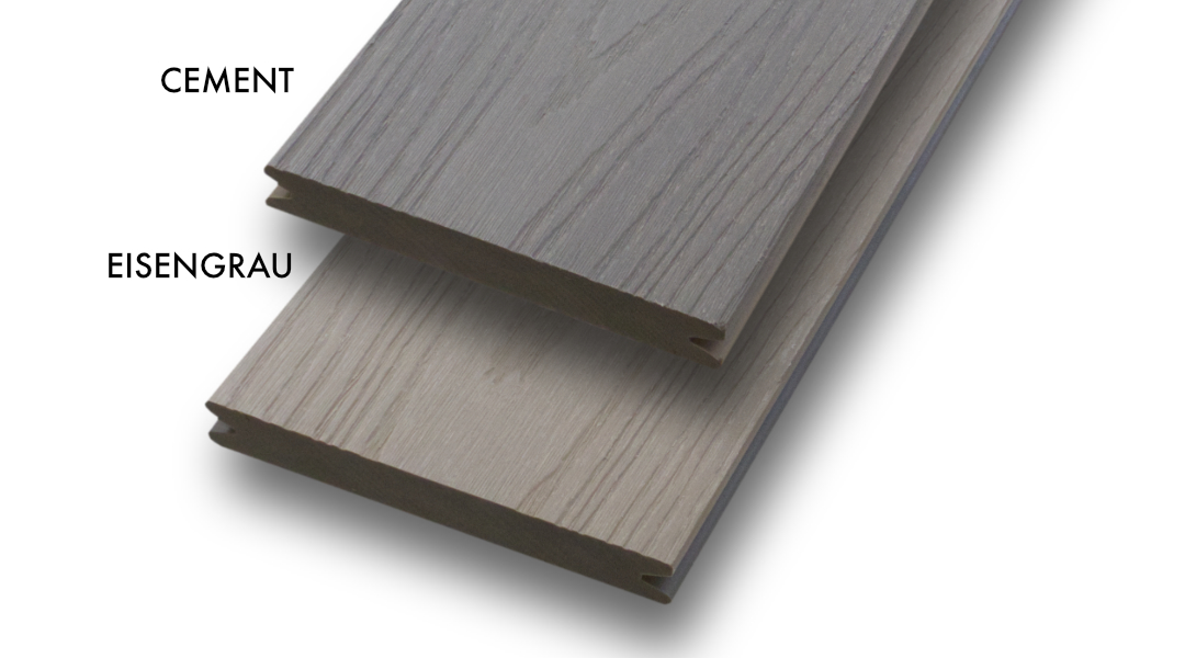 Massiv WPC Terrassendiele SOL 20 x 143mm Eisengrau / Zement in 4 Längen