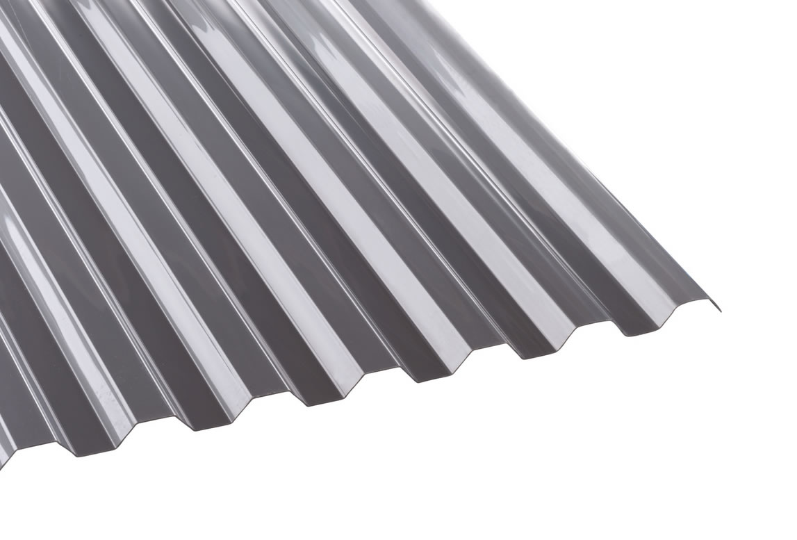 Lichtplatte Spundwand Trapez Heatbloc Silbergrau durschscheinend 1,0mm aus Polycarbonat in 9 Längen