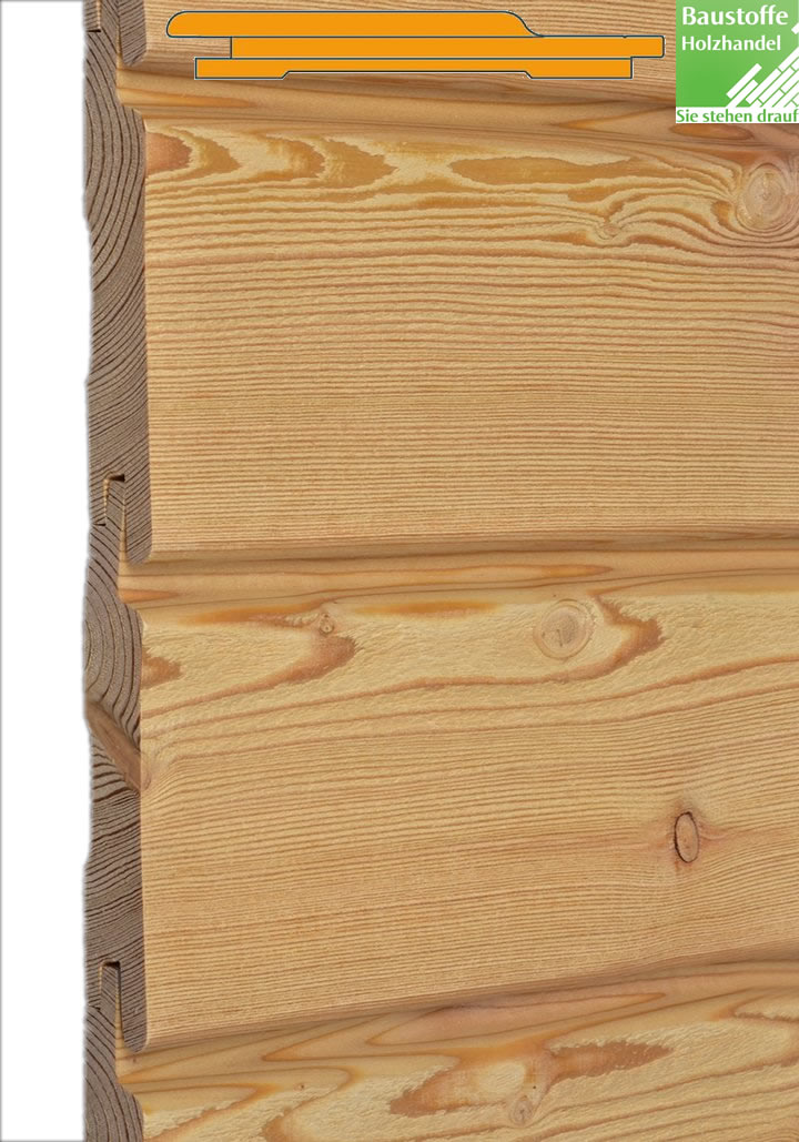 MOCOPINUS Fassade RND endlos verlegbar, (RND 11 hf) sib. Lärche feingesägt mit Endprofilierung