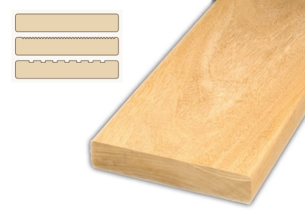 Garapa Terrassendiele 25x145mm glatt, geriffelt oder genutet nach Wunsch