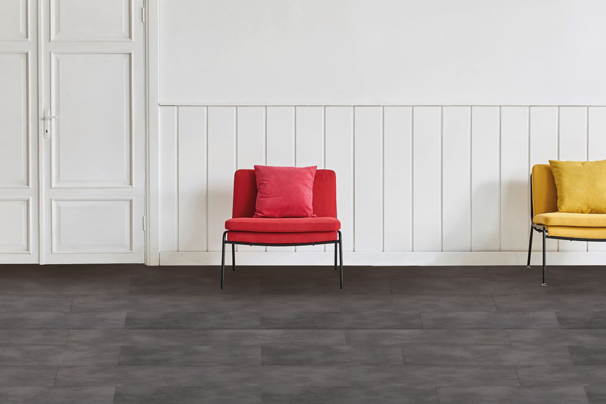 Vinyl Boden Melanit Stone Line mit Klick Verbindung und Trittschalldämmung