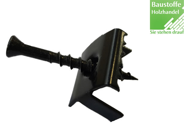 Terrassen Montage Fixierclip Edelstahl Schwarz, 75 Stück inkl. Schrauben