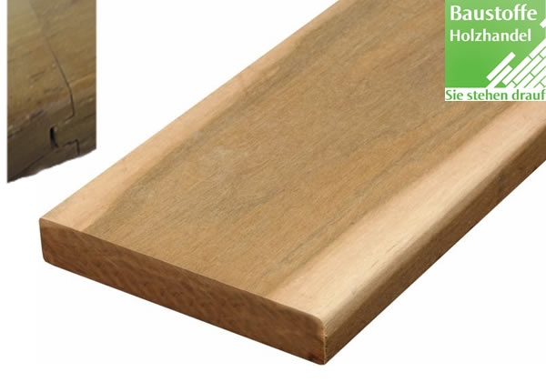 Curupau System Terrassendiele 21x100mm glatt, Nut und Feder Kopfseitig