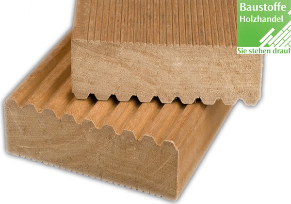 Bangkirai Terrassendiele 45x145mm fein/grob geriffelt