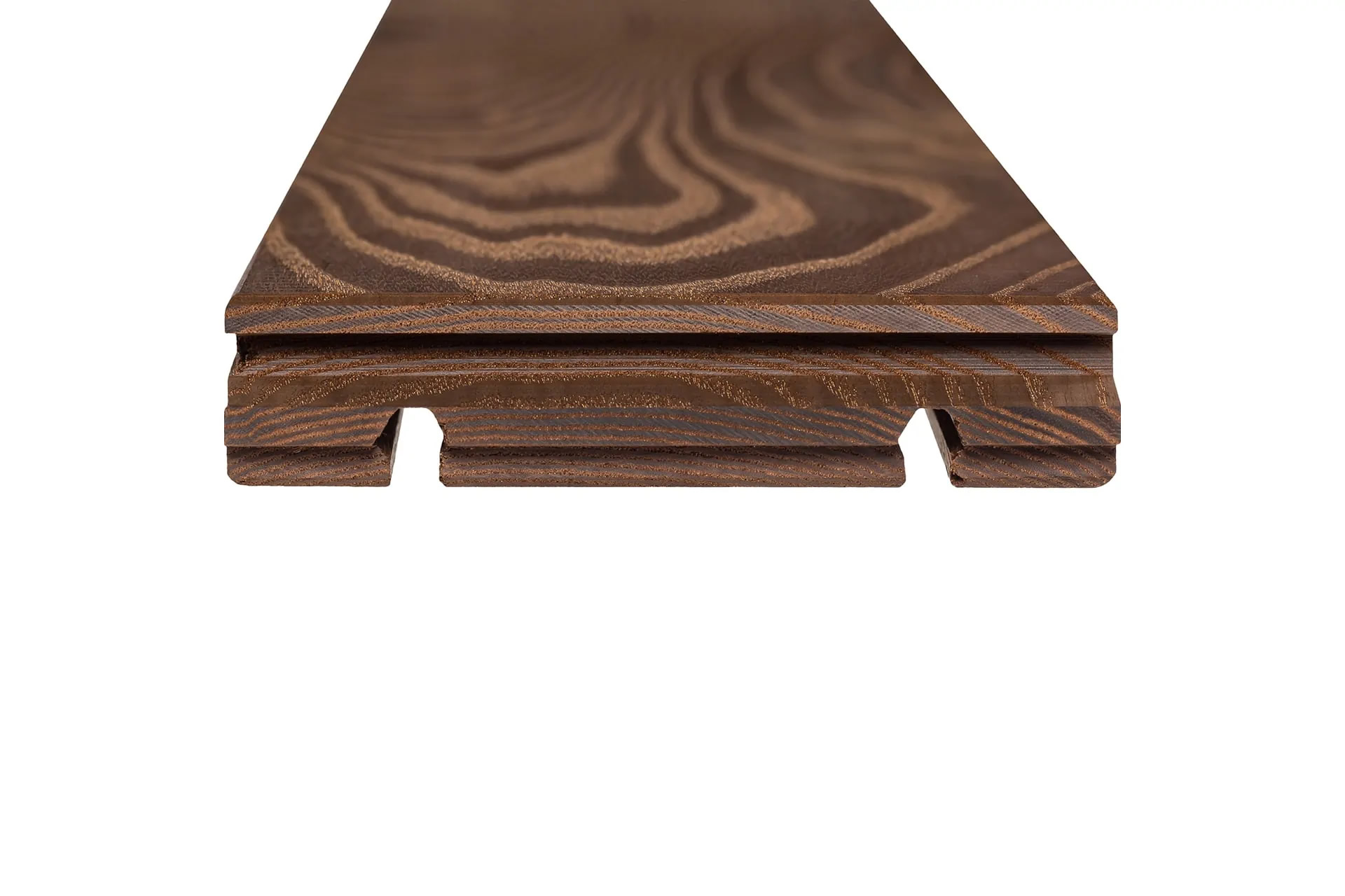 Thermo Esche Terrassendiele D4J 26x118mm Stirnseitig Nut und Ferder zur Endlosverlegung