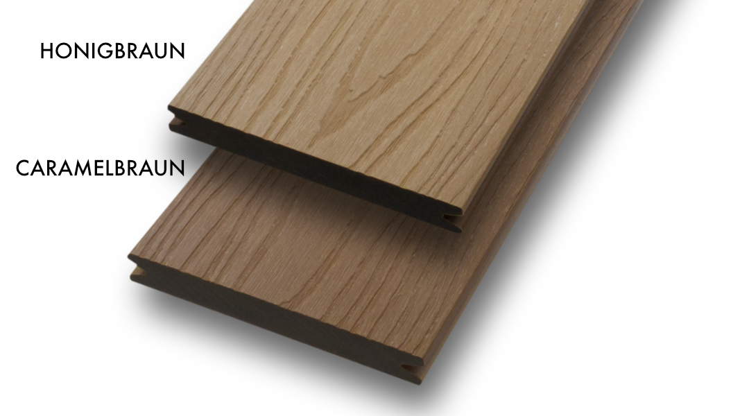 Massiv WPC Terrassendiele SOL 20 x 143mm Honigbraun / Caramelbraun in 4 Längen