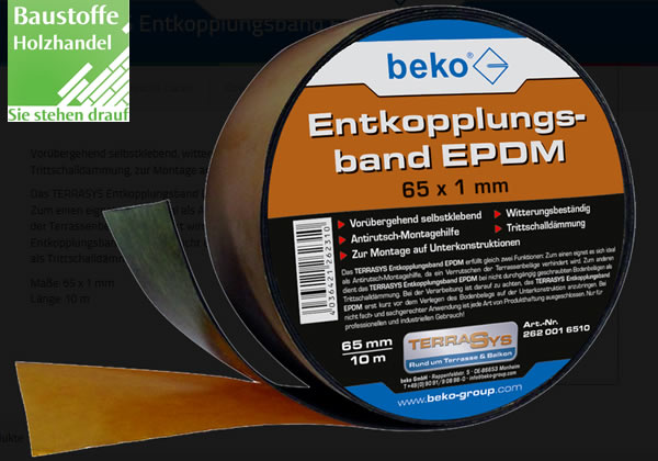 EPDM Entkopplungsband für Unterkonstruktionen Rolle 10m