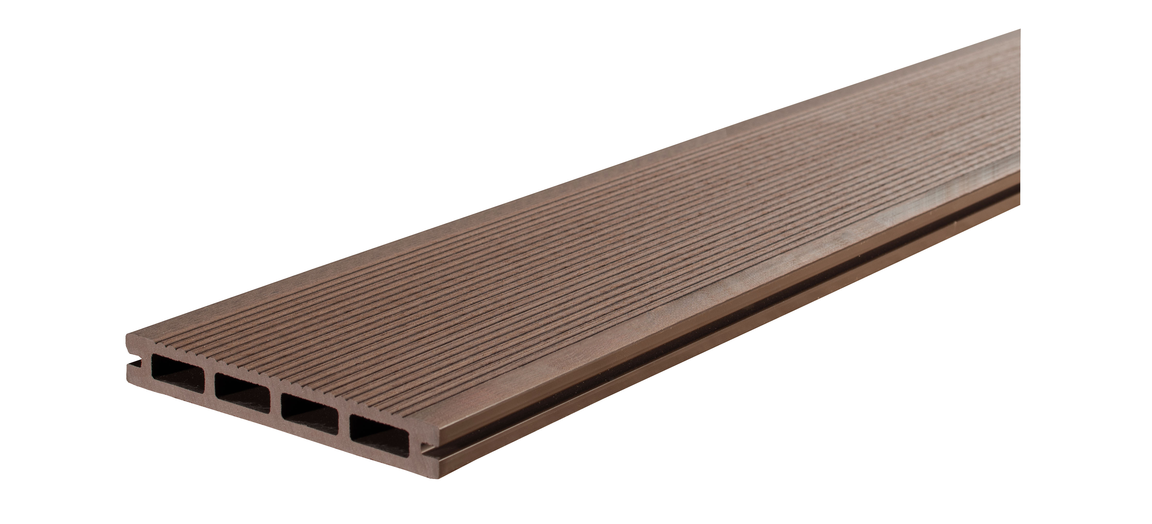 WPC BasicDeck Comfort Braun 20x145mm in glatt und geriffelt