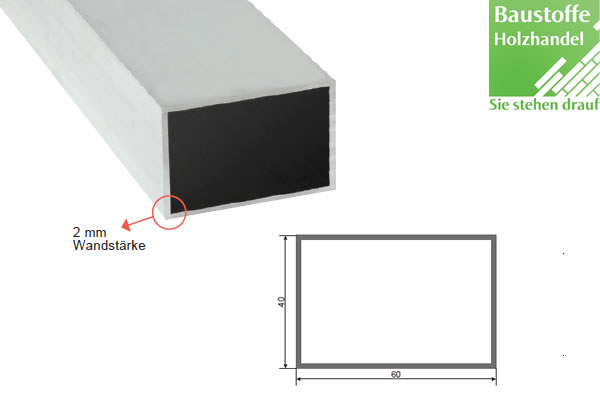 Aluminium System Unterkonstruktion 40x60mm in 2,0m VE =8 Stück