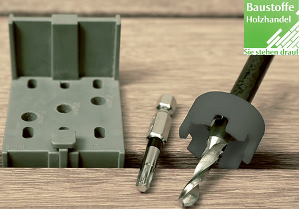 Terrassendielen Montageset Vorbohrer/Senker - Bit - Bohrlochschablone - Dielen Abstandhalter