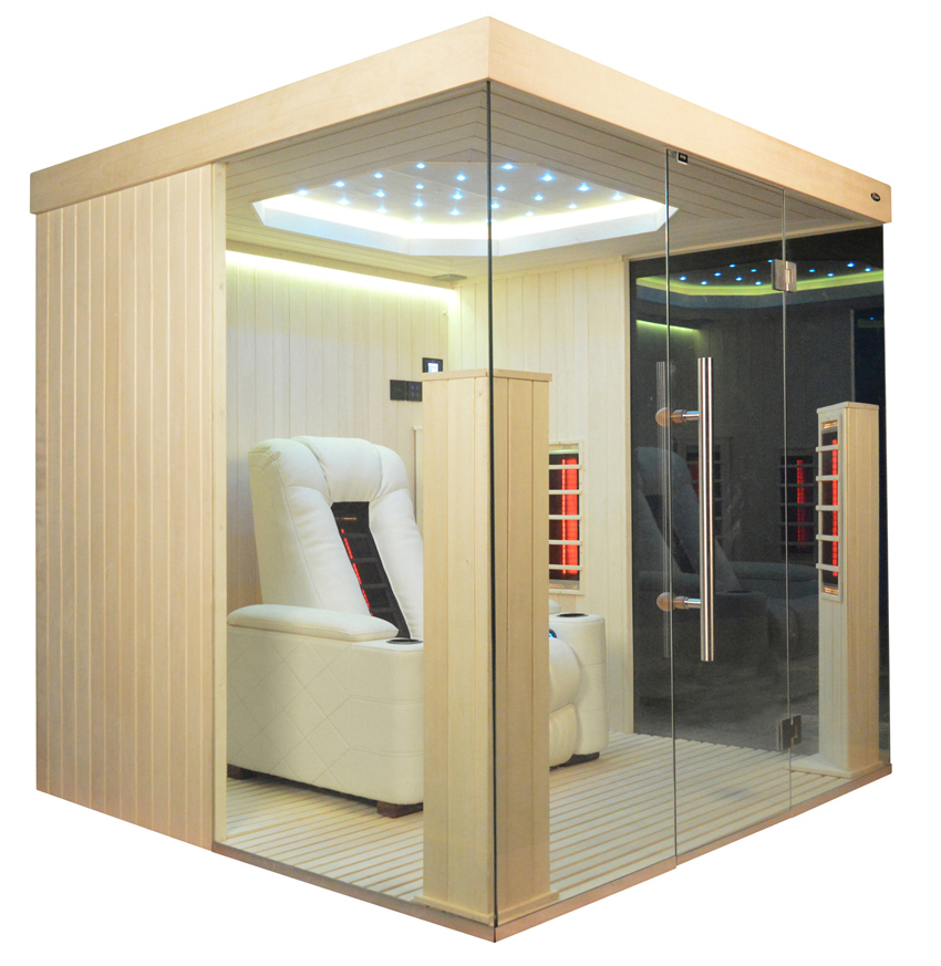 Infrarot Sauna mit Ledersessel 200x200x206cm