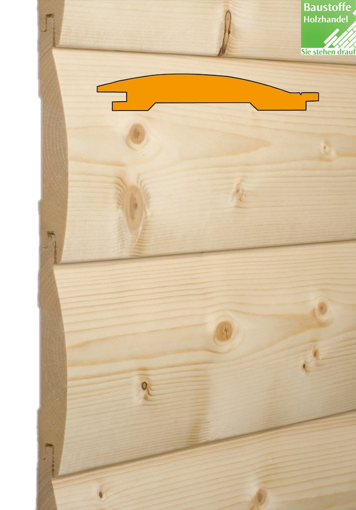 MOCOPINUS Fassade Rundblockwand, (BLO 00 hf) gehobelt nordische Fichte
