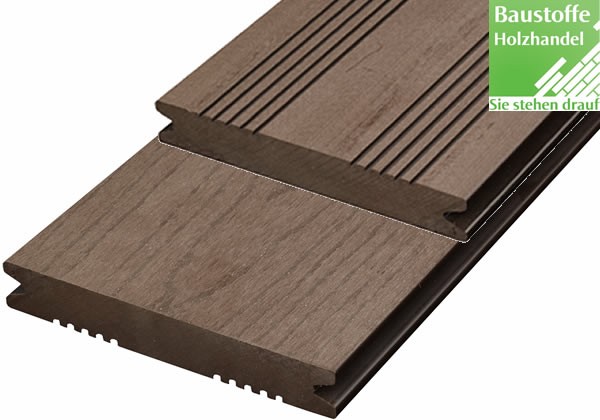 WPC Terrassendiele Atrox 22x143mm Dunkelbraun französisch/struktur in 4 Längen