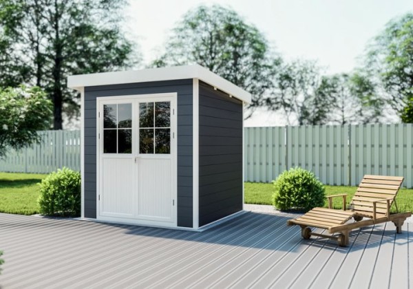 Gartenhaus 200x200x236 cm WPC Anthrazit Flachdach Komplett Set