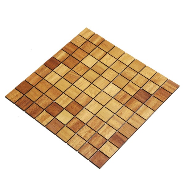 Wodewa Holz Mosaik Fliesen Iroko 28,8 x 28,8cm in zwei Formaten