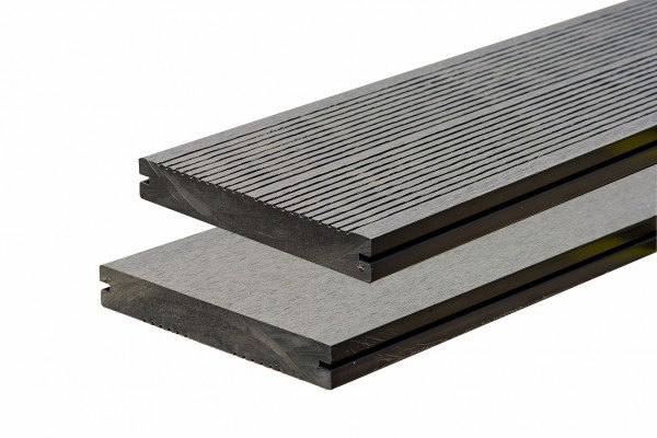 WPC BasicDeck Solid Hellgrau 20x140mm in glatt und franz. geriffelt