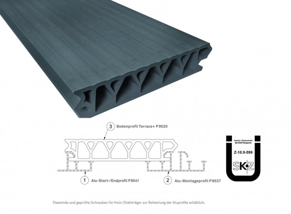 Twinson Terrace Plus Schiefergrau 32 x 167mm mit bauaufs. Zulassung in 4m,5m und 6m Längen