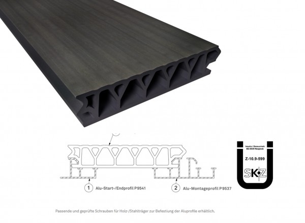 Twinson Terrace Plus Baumrindenbraun 32 x 167mm mit bauaufs. Zulassung in 4m,5m und 6m Längen