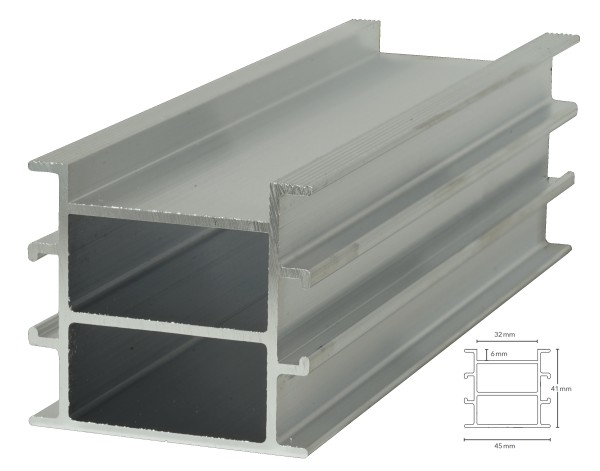 Aluminium Terrassen Unterkonstruktion 41x45mm - 2,0m zur Endlosverlegung zweiseitig verwendbar