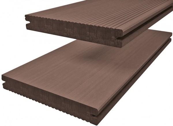 Twinson Terrace Character massiv 9360 Haselnussbraun 20 x 140mm fein geriffelt / glatt Holzstruktur